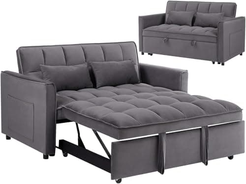 Velvet Sleeper Sofa Bed with Armrests and Storage, Modern Couch for Living Room, Bedroom, or Office