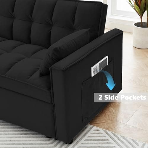 3-in-1 Black Pull-Out Sofa Bed for Living & Bedroom Spaces