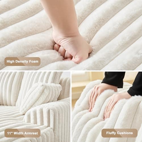 Beige 5|5" Oversized Chaise Lounge Chair with Wide Arms for Living Room, Comfy Sleeper Sofa with 4 Pillows, No Assembly Required Corduroy Couch