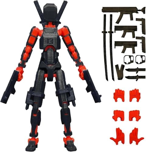 3D Printed T13 Action Figure, Collectible Articulated Dummy 13 Desktop Decor, Blue Orange