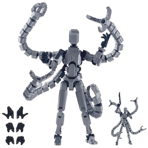 T13 Action Figure, Multi-Jointed Movable Desk Toy (Gray)