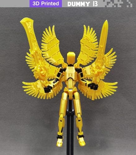 5.5 Inch 3D Printed T13 Multi-Jointed Action Figure with Weapons, Gold