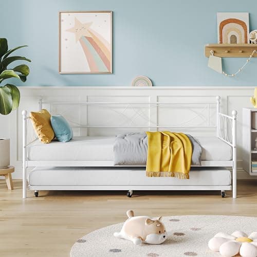 Idealhouse Metal Twin Daybed and Trundle Set (Modern - White)
| Idealhouse Twin Daybed with Trundle Frame for Bedroom (Modern - White)
| Idealhouse Steel Slat Support Twin Daybed Sofa Bed (Modern - White)