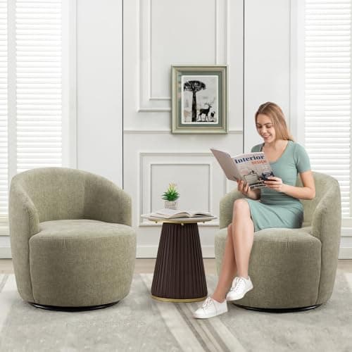 Antetek Yellow 360° Swivel Chenille Armchair for Living Room, Nursery, Bedroom