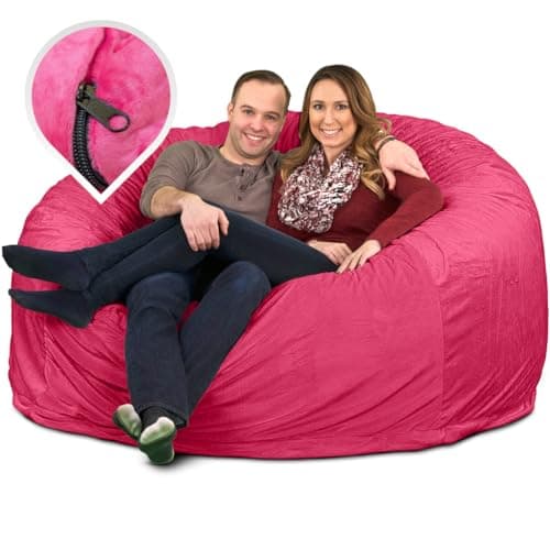 ULTIMATE SACK 6000 (6 ft.) Bean Bag Chair Cover, Burgundy Suede