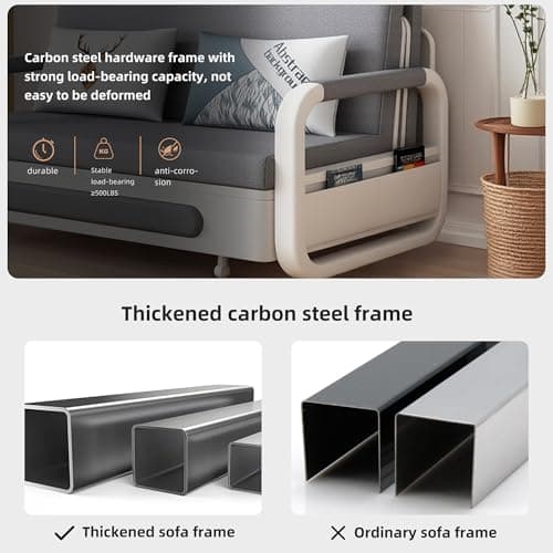 Extendable Sofa Bed with Storage, zioSofa Dark Grey and White