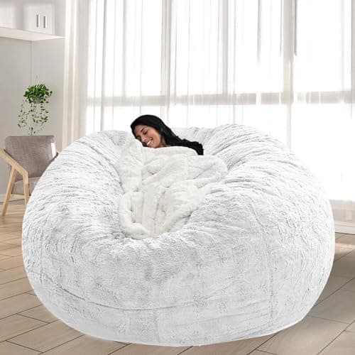 Giant Grey Bean Bag Chair for Adults and Kids, No-Fill, Stuffed Animal Storage