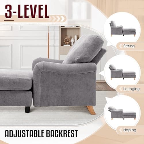 Antetek Adjustable Backrest Lounge Chair Indoor Grey