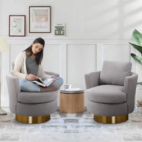 Antetek 2-Pack Swivel Barrel Chair, Blue, Living Room Accent Chair