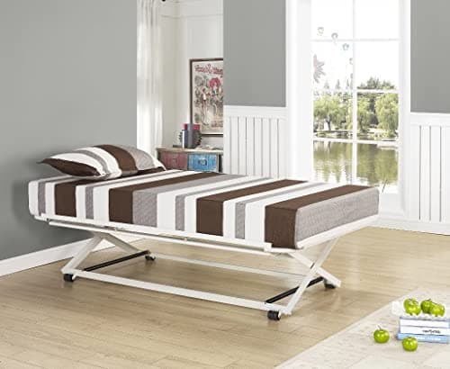 KB Designs Twin Size Metal Pop Up Trundle Bed Unit for Daybed, Black