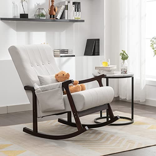 Light Gray Nursery Rocking Chair with Ottoman, Glider Chair for Mom and Seniors