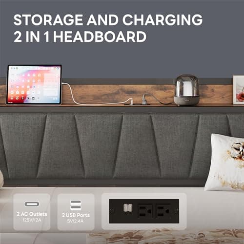 LIKIMIO Grey Twin Daybed with Trundle Bed and Storage Headboard for Living Room, Bedroom, and Guest Room, Strong Supports and Charging Station