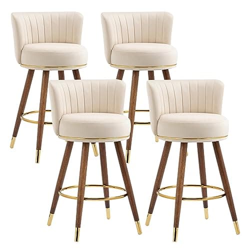 Mid Century Gold Ring Velvet Swivel Bar Stool Set (Black)
