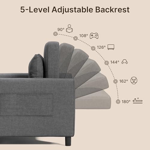 Gizoon 3-in-1 Convertible Futon Sofa Bed, Dark Grey