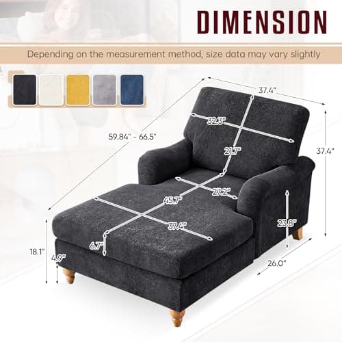 Antetek Adjustable Backrest Chaise Lounge Chair, Black