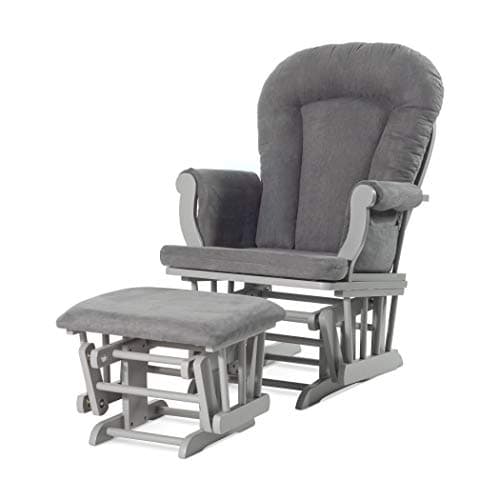 Child Craft Cozy Glider Rocker & Ottoman, Beige Cushion with Storage Pockets