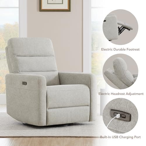 Oversized Power Reclining Glider Chair with USB Ports for Living Room