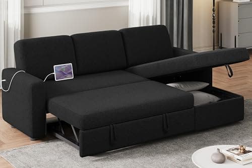 Yaheetech Dark Gray L-Shaped Sleeper Sofa with Chaise & Storage