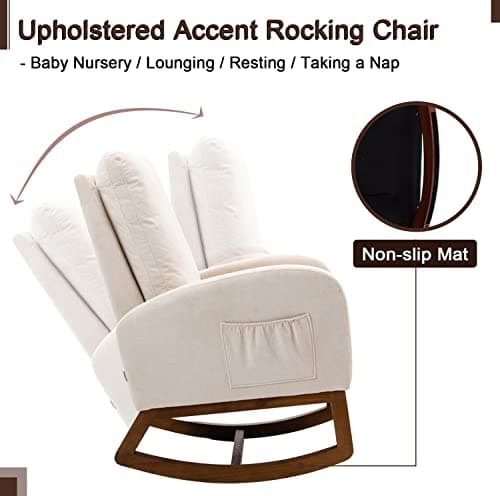 Antetek Beige Modern Accented Rocking Chair for Kids & Babies