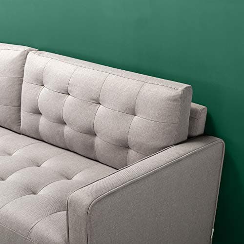 Zinus Benton Stone Grey Grid Tufted Sofa Couch, Easy Assembly