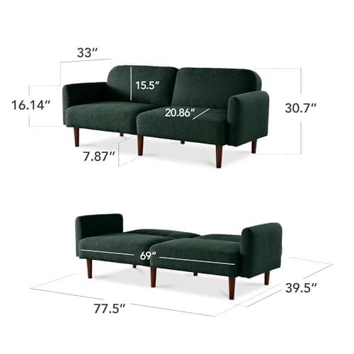 Best Choice Products 77" Mid Century Modern Boucle Loveseat Sofa - Evergreen