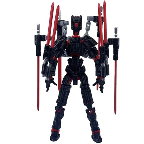 T13 Mission 13 Lucky Action Figures, 3D Printed Desk Toys (Black Red, 5.5")