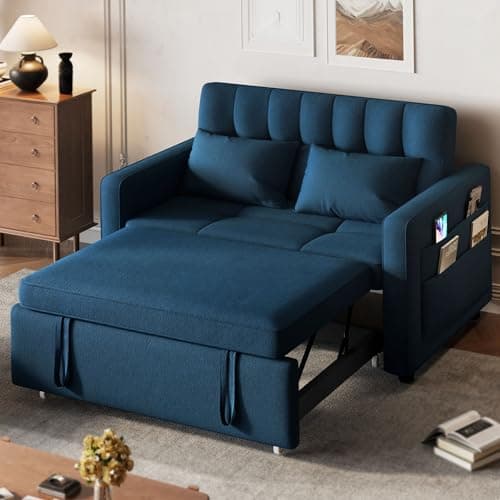 DWVO 3-in-1 Convertible Sofa Bed, Grey with Pull-Out Bed and Adjustable Backrest