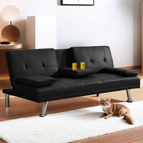 FLEXISPOT XCT3 Velvet Black Futon Sofa Bed USB Charging