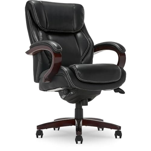 La-Z-Boy Bellamy Executive Chair, Black Faux Leather & Memory Foam Cushions