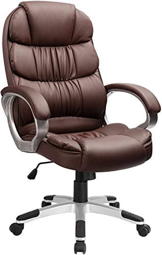 Furmax Black Leather High Back Ergonomic Office Chair with Lumbar Support and Padded Arms