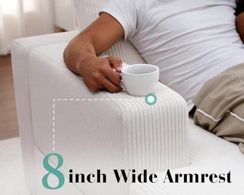 121 Inch U-Shaped Chaise Sofa,_off-white Corduroy Sectional