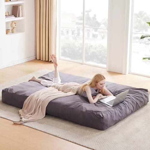 Grey Queen Giant Bean Bag Chair Bed for Adults