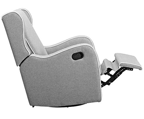 Gray Linen Rebecca Swivel Recliner with White Piping