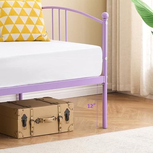 Twin Metal Daybed with Trundle, Easy Assembly, Purple Guest Sofa Bed
| Pullout Trundle Bed Frame with Arched Headboard, No Box Spring Required, Purple
| Purple Guest Sofa Bed with Steel Slat Support, Easy Assembly