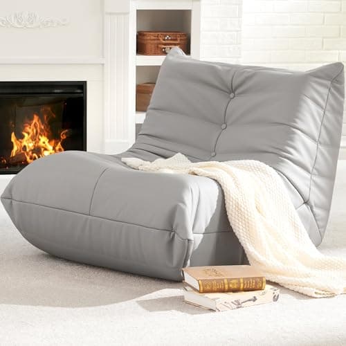 Hobestluk Beige Giant Memory Foam Bean Bag Chair for Adults and Living Room