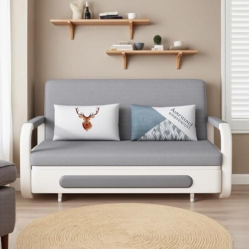 Extendable Sofa Bed with Storage, zioSofa Dark Grey and White