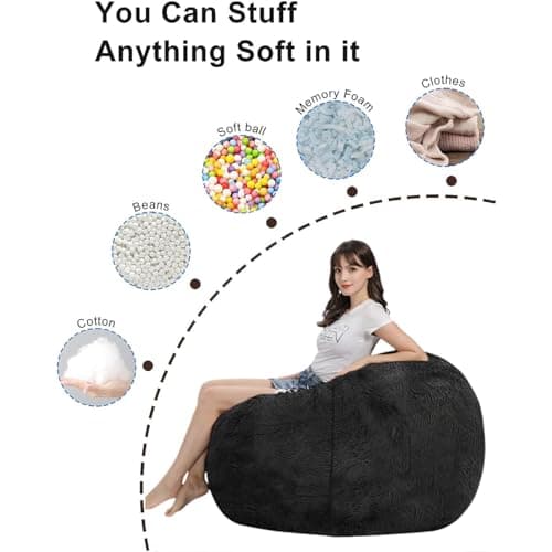 Kids & Adult Bean Bag Chair Cover, Gray PV Velvet (6FT)