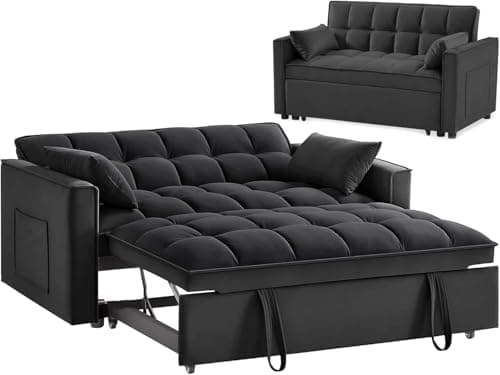 Velvet Sleeper Sofa Bed with Armrests and Storage, Modern Couch for Living Room, Bedroom, or Office