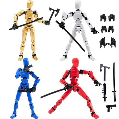 Titan T-13 4PC Robot Action Figure Set for Boys (White+Black+Blue+Red)