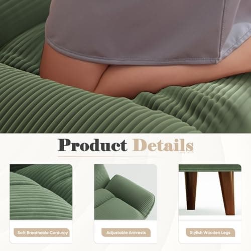 Homall Green Corduroy Futon Sofa Bed with Adjustable Backrest