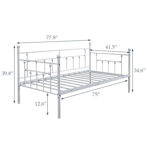 VECELO Metal Platform Bed Frame, Twin Size with Headboard, Heavy-Duty Steel Support for Bedroom and Guest Room, Easy Assembly, White
| VECELO Daybed Mattress Foundation, Twin Size with Headboard, Heavy-Duty Steel Slat Support, Perfect for Bedroom or