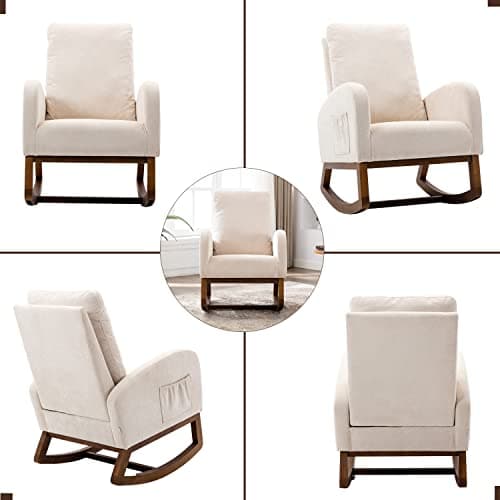 Antetek Beige Modern Accented Rocking Chair for Kids & Babies
