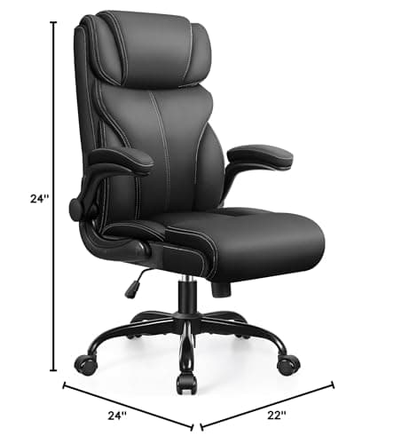 Ergonomic Big and Tall Computer Desk Chair with Retractable Headrest and Flip-up Armrests