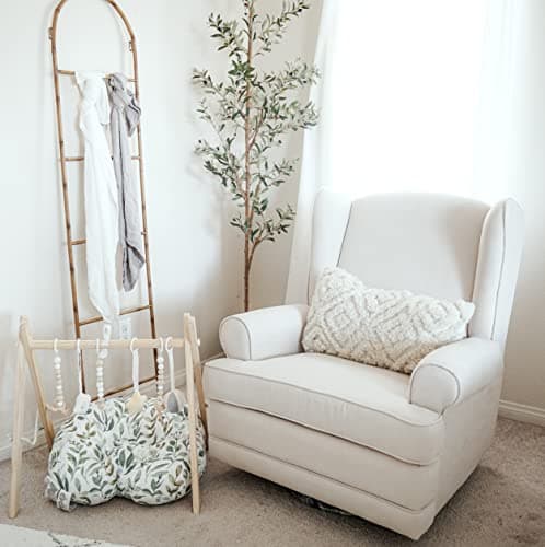 STORKCRAFT Ivory Upholstered Swivel Glider with USB Charging Port