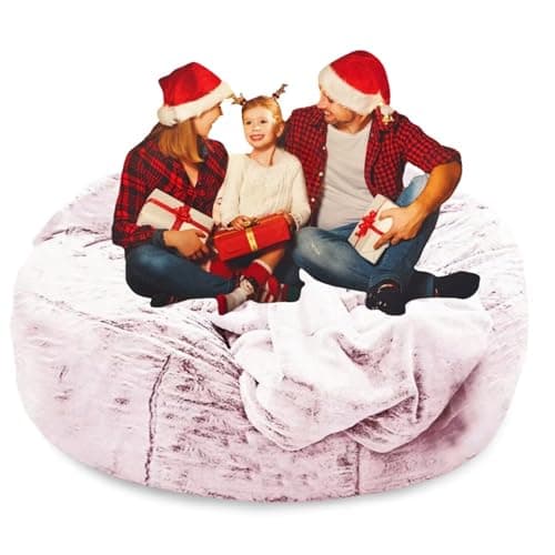 Giant Grey Bean Bag Chair for Adults and Kids, No-Fill, Stuffed Animal Storage