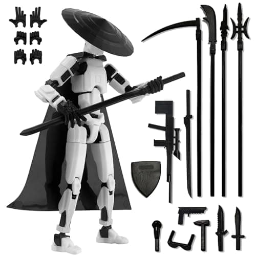 T13 Action Figure Accessories, Dummy 13 Multi-Jointed 3D Printed Toys (Black)