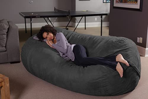 Charcoal Jumbo Bean Bag Lounger - Memory Foam, Super Soft Cover - XL for Kids & Adults