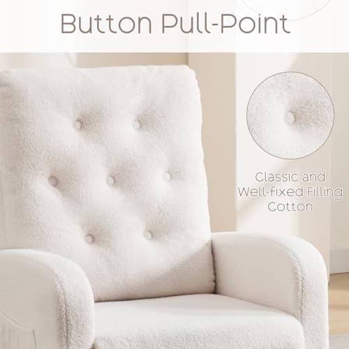 Modern Swivel Glider Rocking Chair with Storage Pocket for Living Room and Nursery White