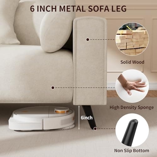 Modern Comfy 82 Sofa for Small Living Rooms, White