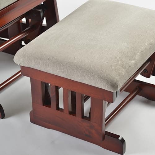 White Solid Hardwood Glider Rocking Chair with Ottoman